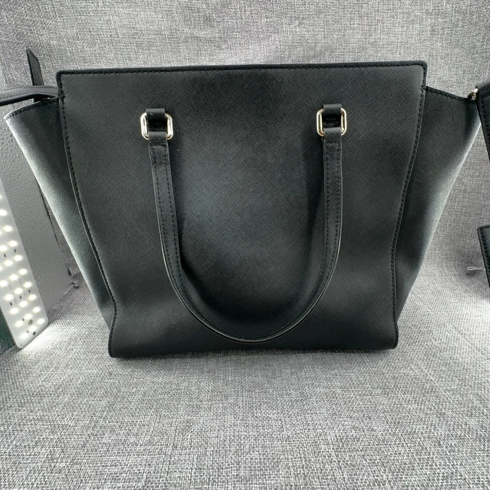 Kate Spade Laurel Way Large Jeweled Hadlee Bag Black Saffiano Leather Studded